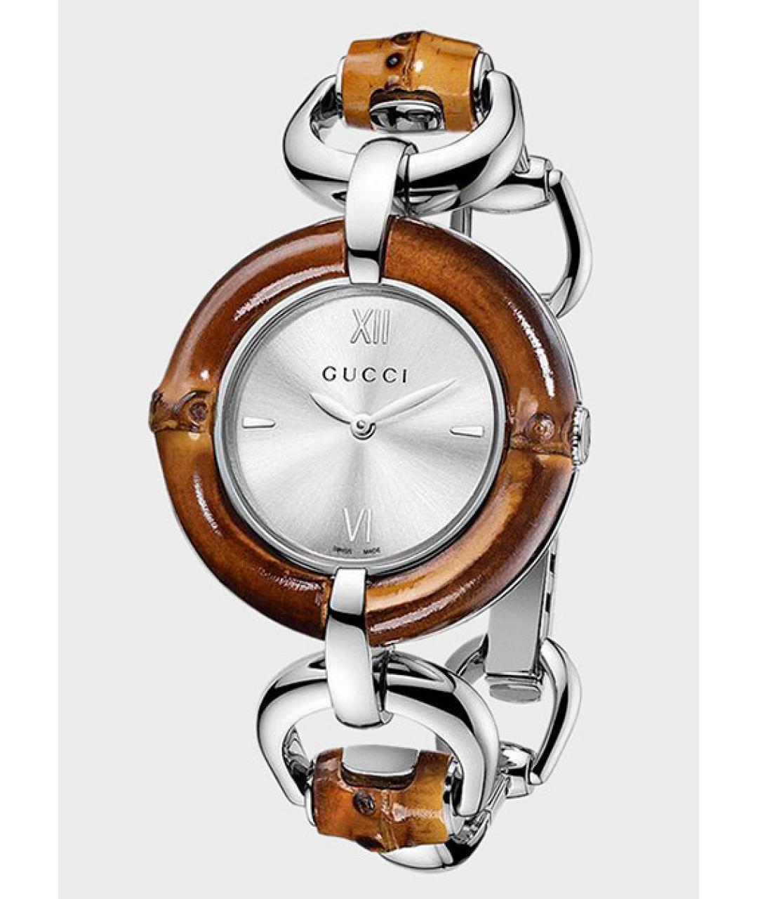 GUCCI Серебряные деревянные часы, фото 8