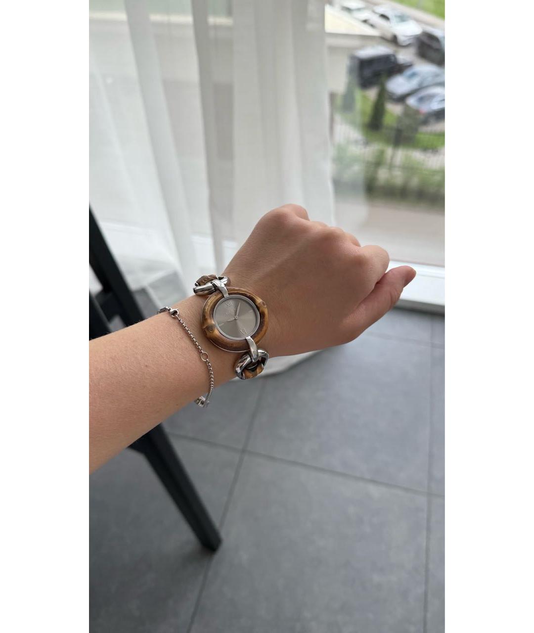 GUCCI Серебряные деревянные часы, фото 6