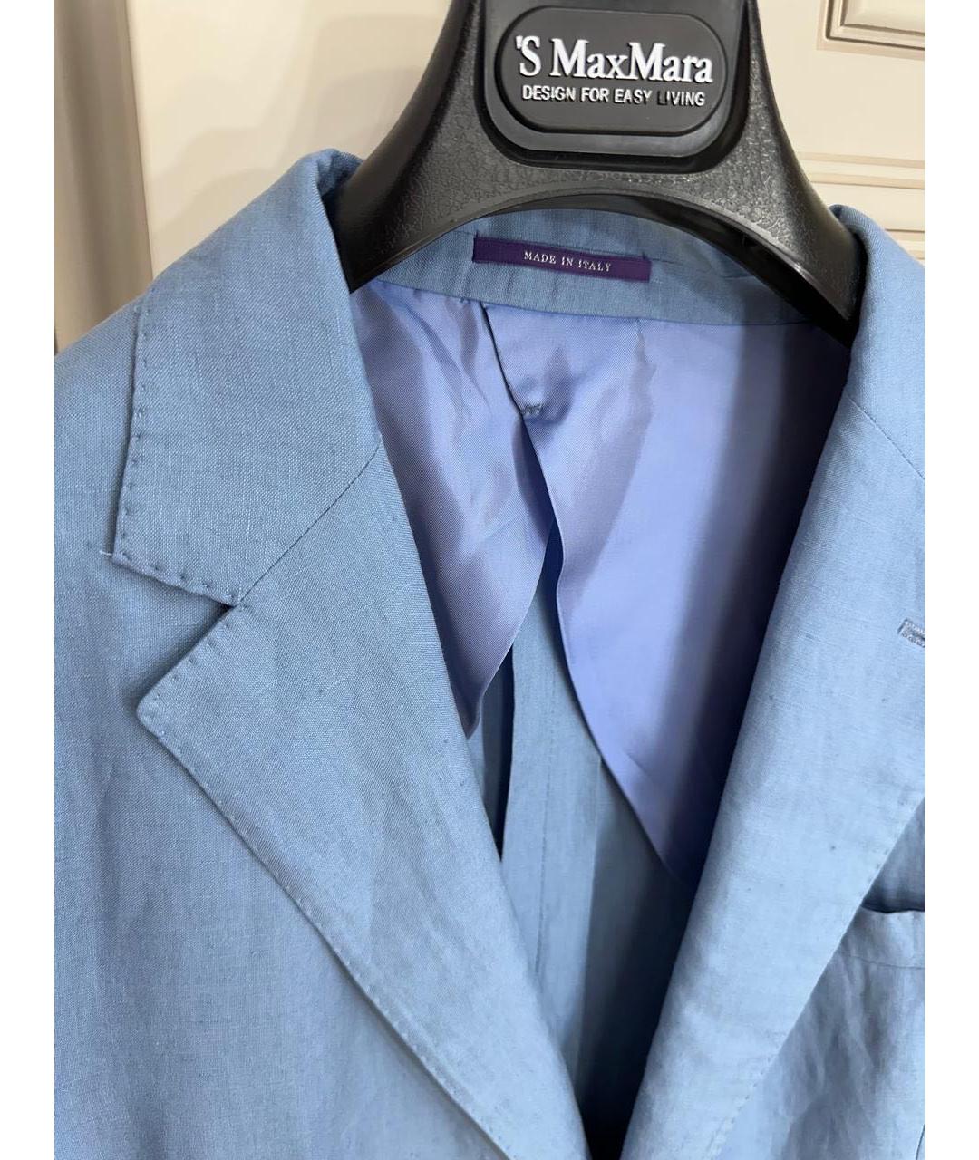 RALPH LAUREN PURPLE LABEL Голубой льняной жакет/пиджак, фото 2