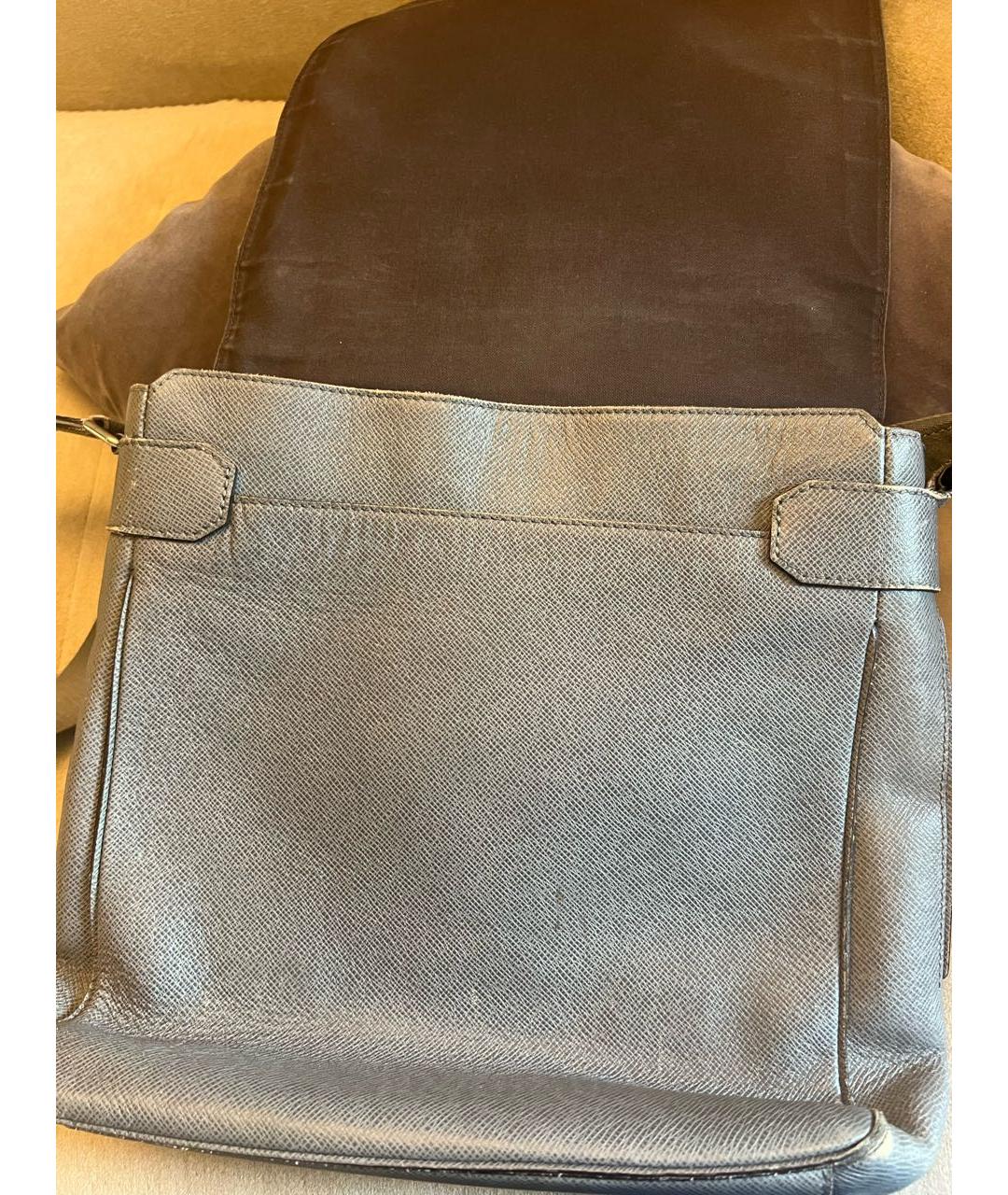 LOUIS VUITTON Серая кожаная сумка на плечо, фото 6