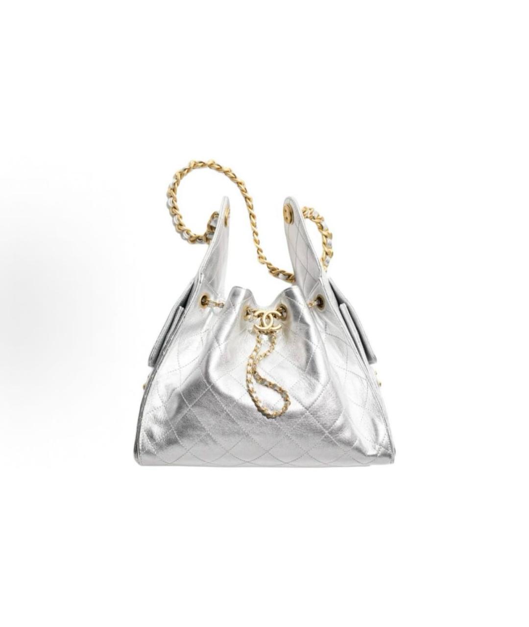 CHANEL Серебряная кожаная сумка на плечо, фото 3
