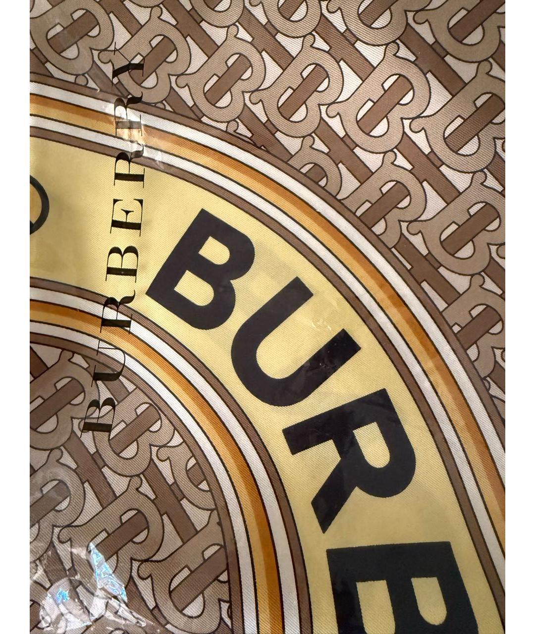 BURBERRY Бежевый шелковый платок, фото 4