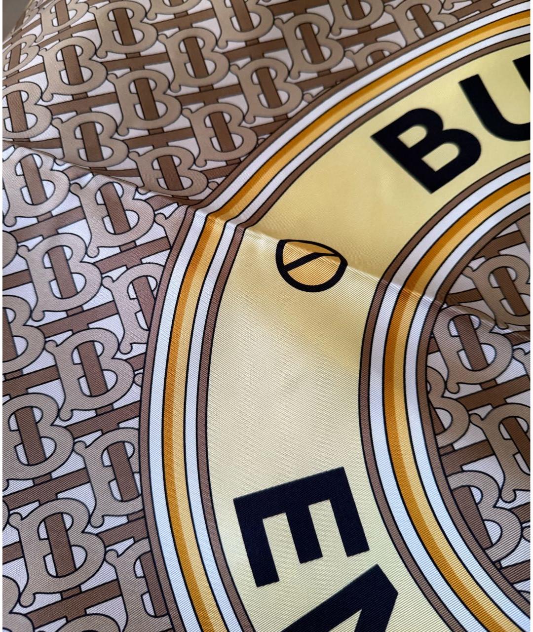 BURBERRY Бежевый шелковый платок, фото 3