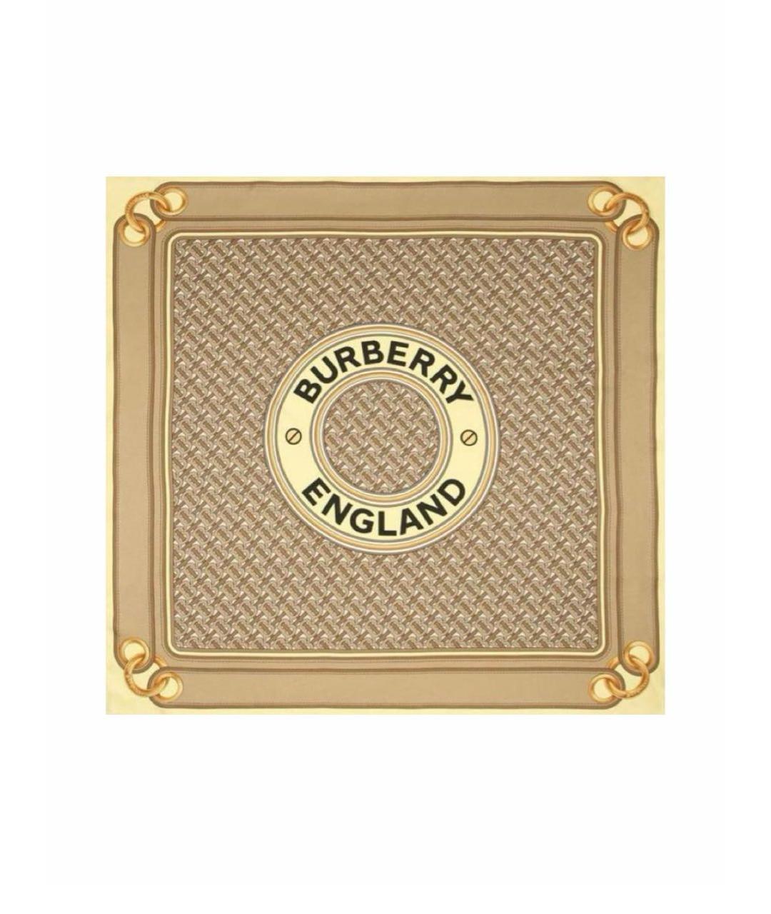 BURBERRY Бежевый шелковый платок, фото 1