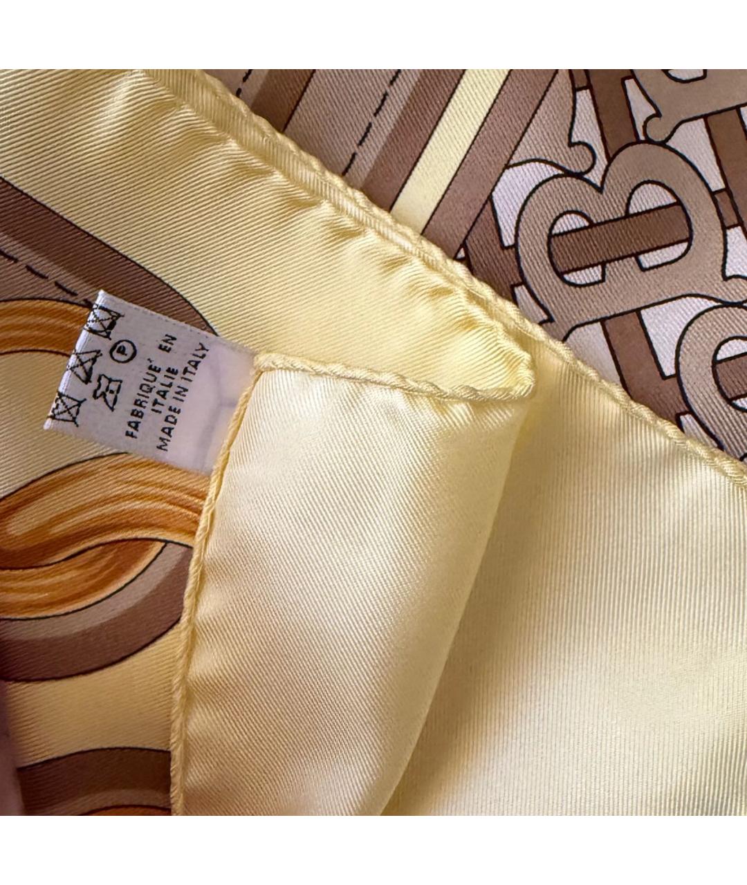 BURBERRY Бежевый шелковый платок, фото 7