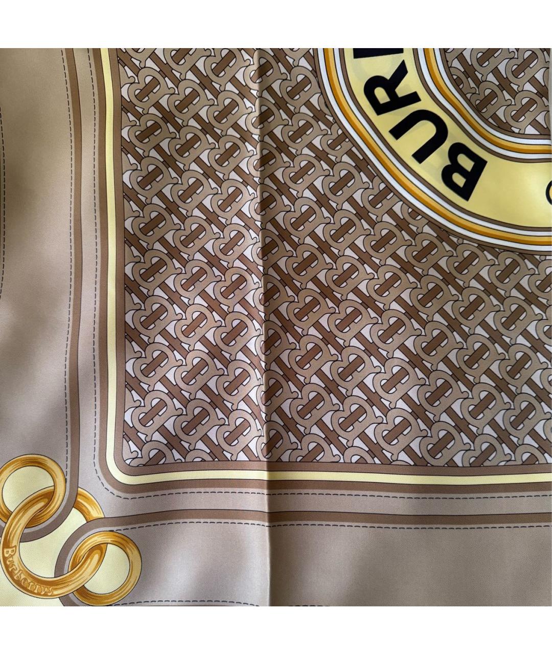 BURBERRY Бежевый шелковый платок, фото 8