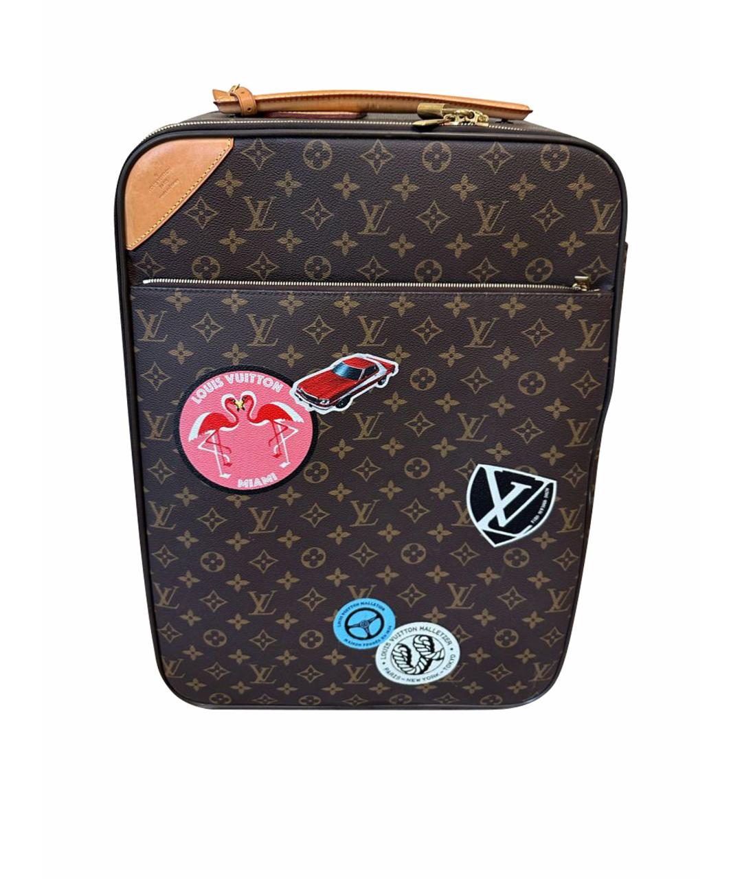 LOUIS VUITTON Коричневый кожаный чемодан, фото 1