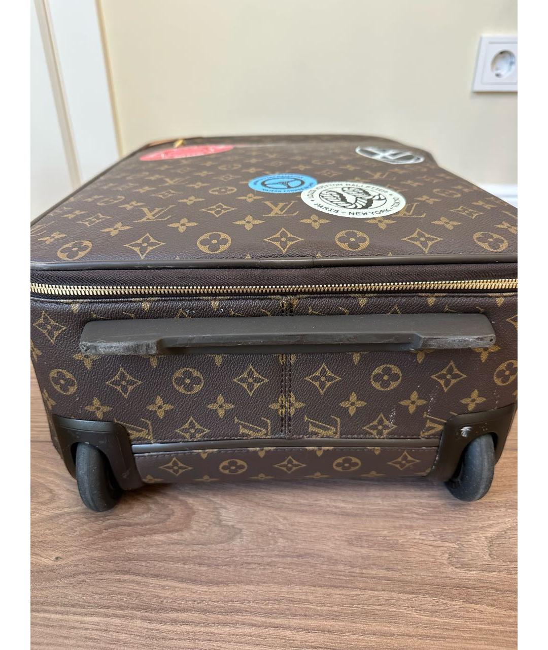 LOUIS VUITTON Коричневый кожаный чемодан, фото 6