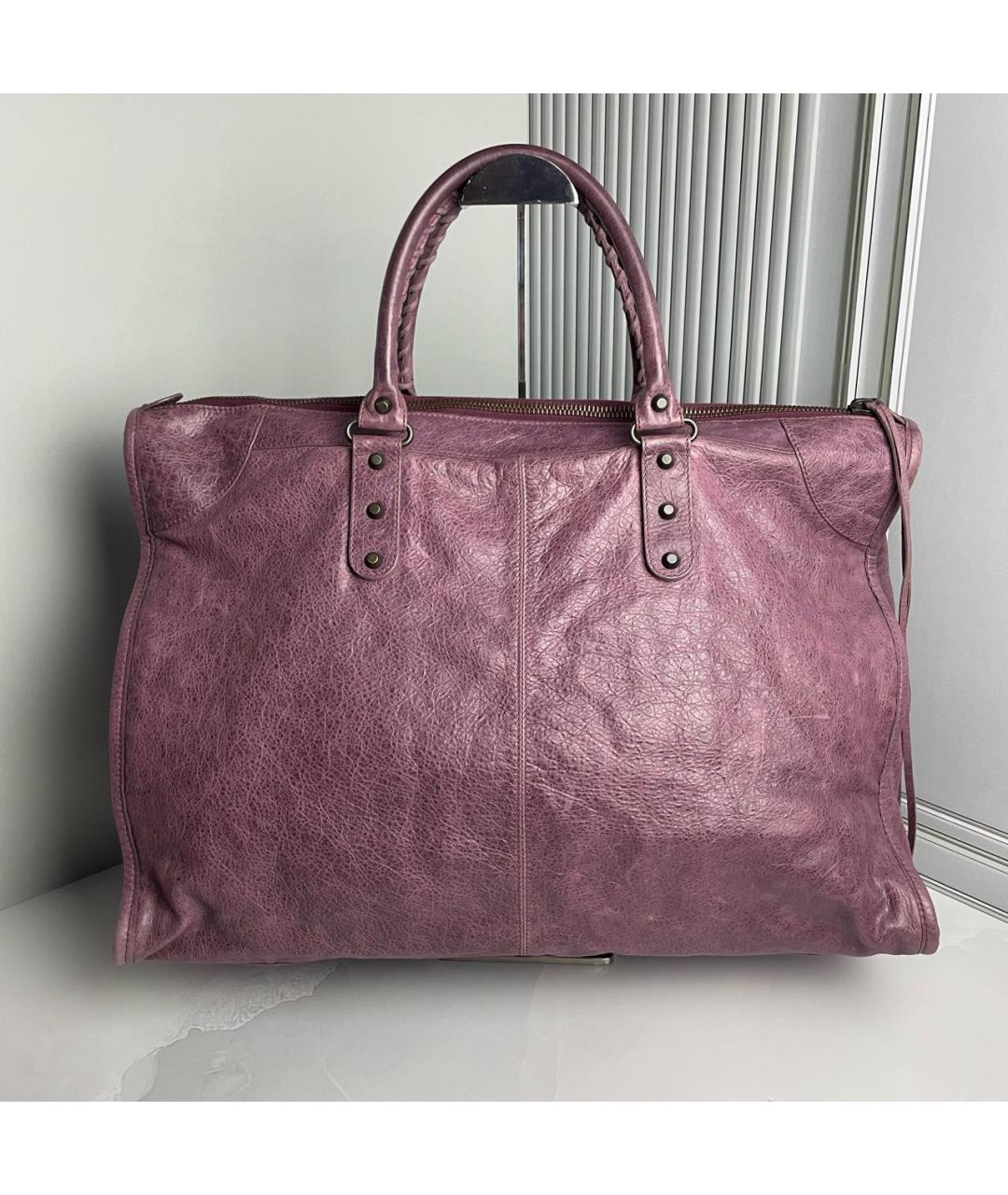 BALENCIAGA Фиолетовая кожаная сумка с короткими ручками, фото 2