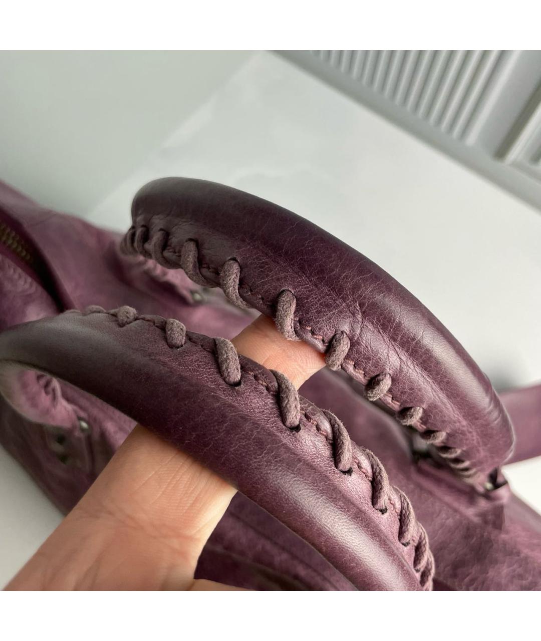 BALENCIAGA Фиолетовая кожаная сумка с короткими ручками, фото 5