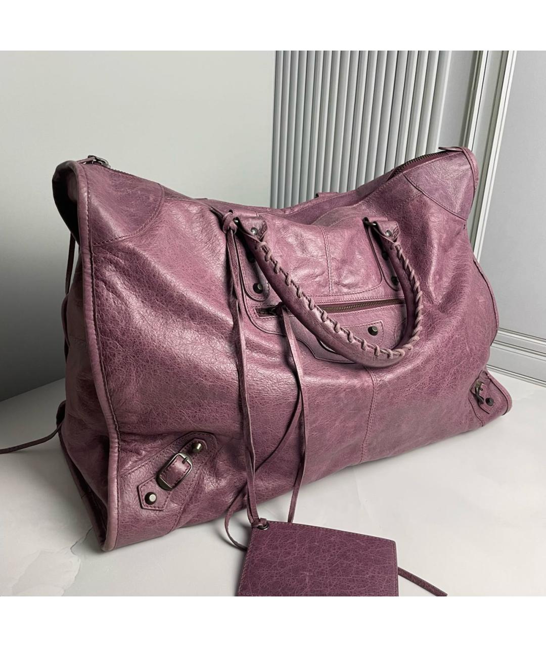BALENCIAGA Фиолетовая кожаная сумка с короткими ручками, фото 3