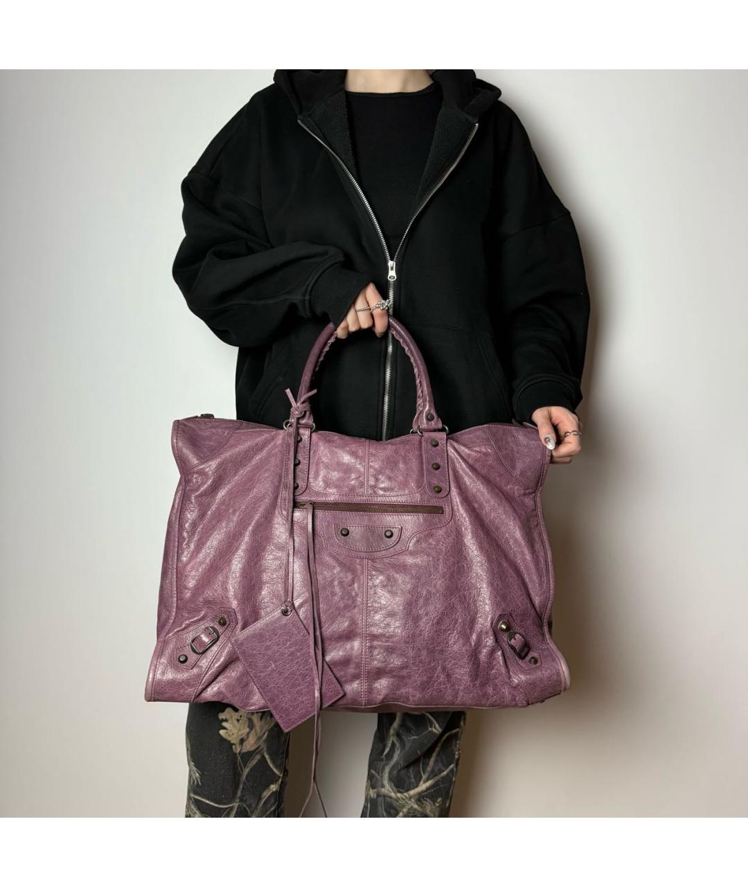 BALENCIAGA Фиолетовая кожаная сумка с короткими ручками, фото 8