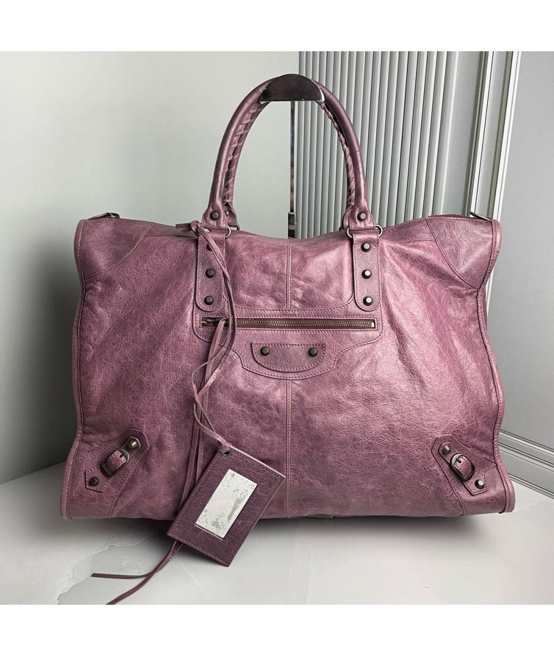 BALENCIAGA Фиолетовая кожаная сумка с короткими ручками, фото 9