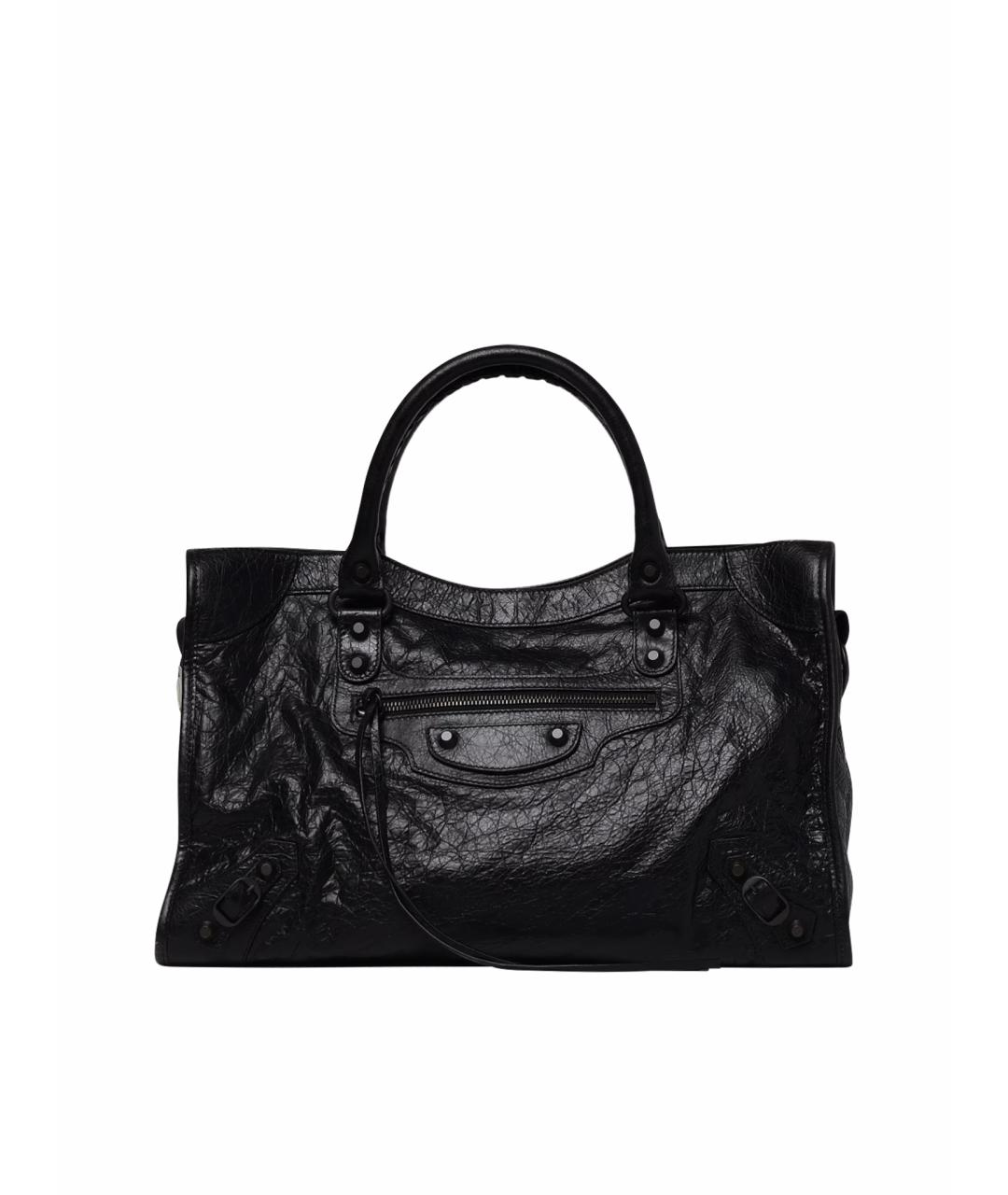 BALENCIAGA Черная кожаная сумка с короткими ручками, фото 1