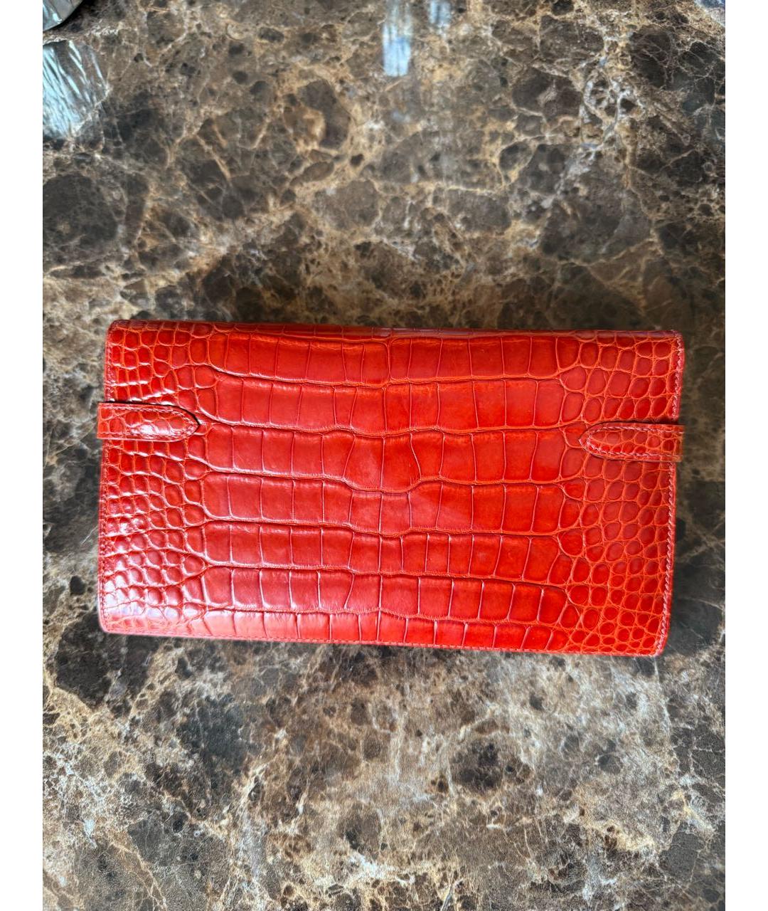 HERMES Оранжевый кошелек из экзотической кожи, фото 2