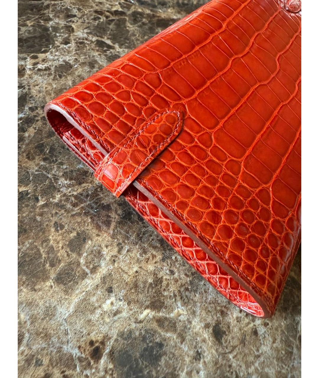 HERMES Оранжевый кошелек из экзотической кожи, фото 4
