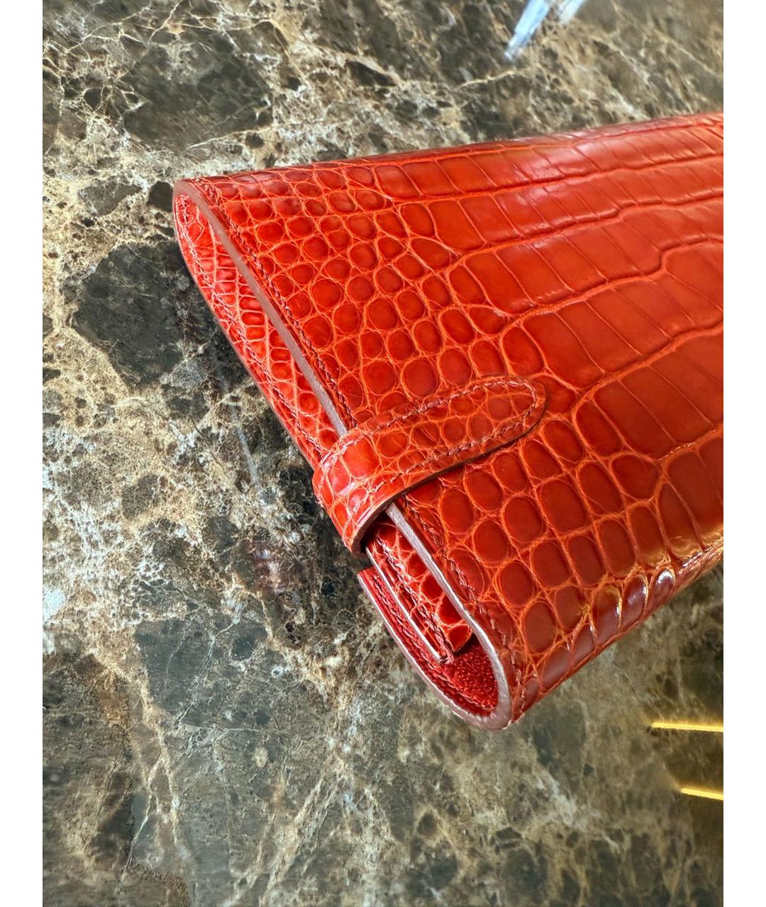 HERMES Оранжевый кошелек из экзотической кожи, фото 3