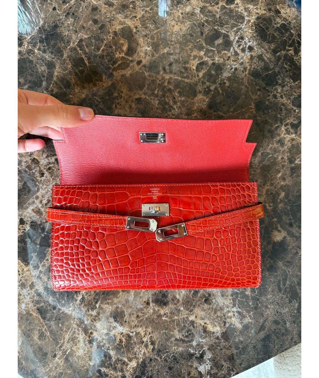 HERMES Оранжевый кошелек из экзотической кожи, фото 5