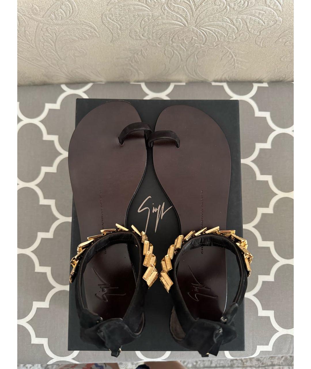 GIUSEPPE ZANOTTI DESIGN Черные замшевые сандалии, фото 5