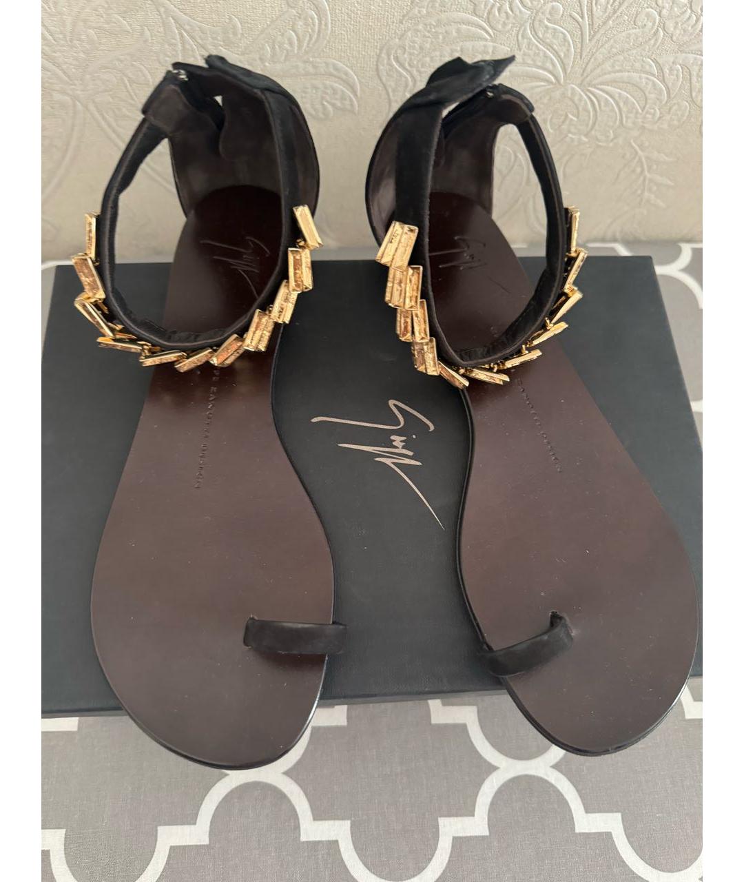GIUSEPPE ZANOTTI DESIGN Черные замшевые сандалии, фото 2