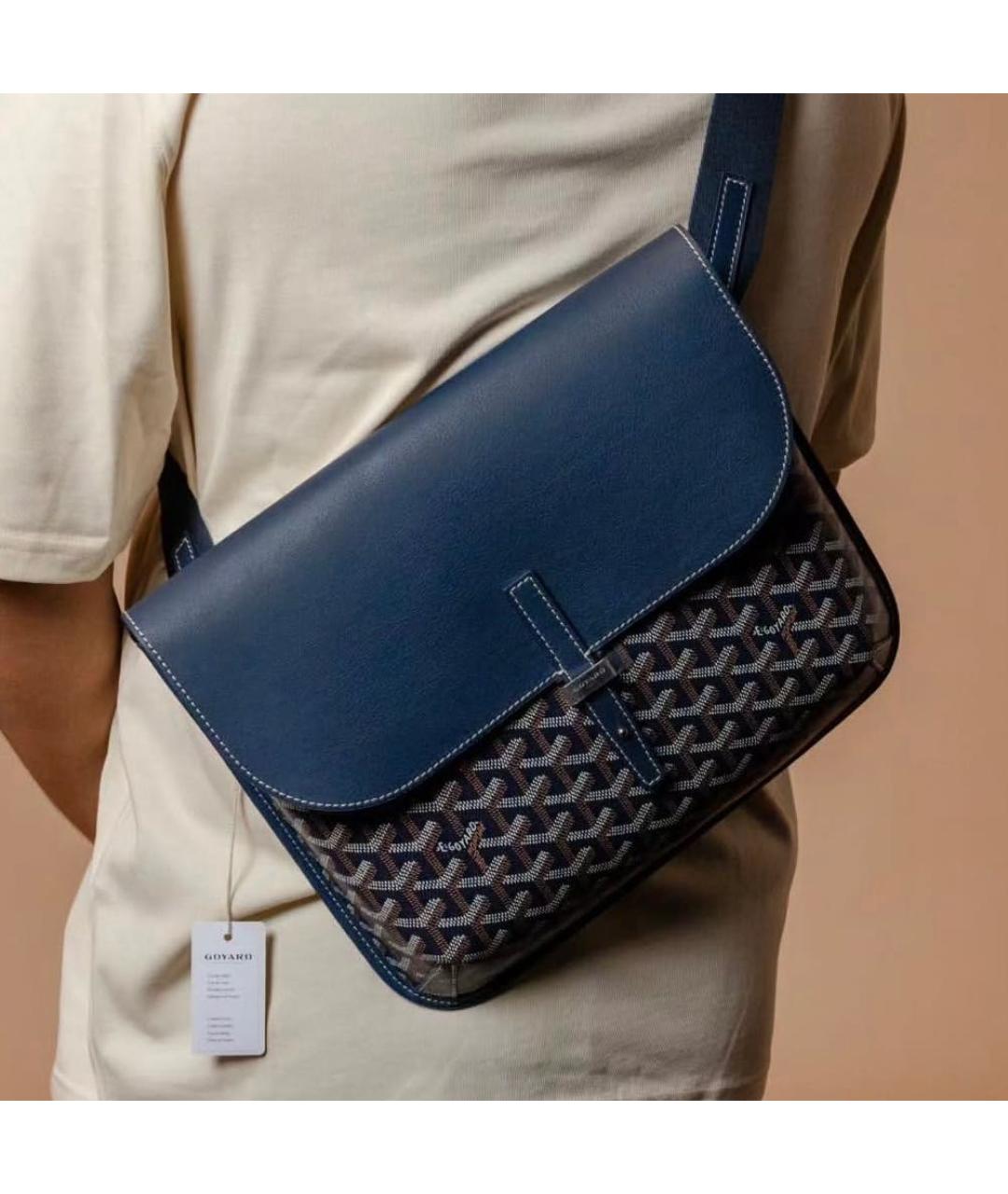 GOYARD Темно-синяя кожаная сумка на плечо, фото 4