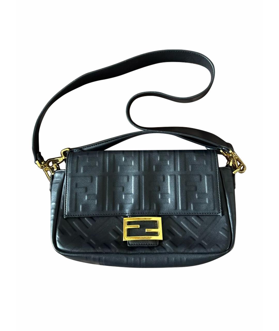FENDI Черная кожаная сумка через плечо, фото 1
