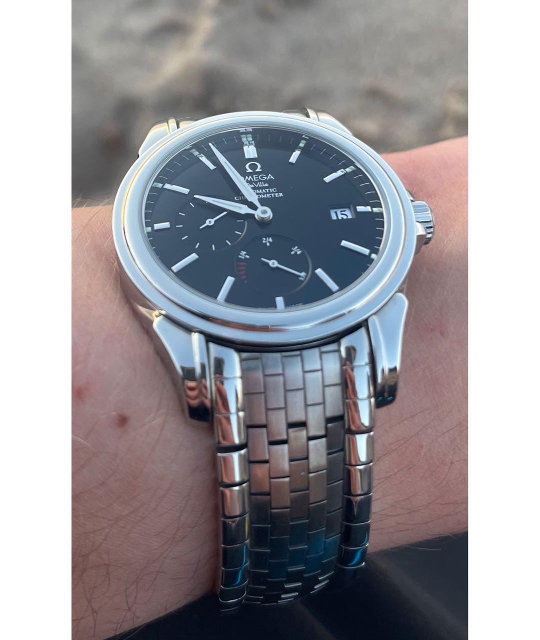 OMEGA Черные часы, фото 7