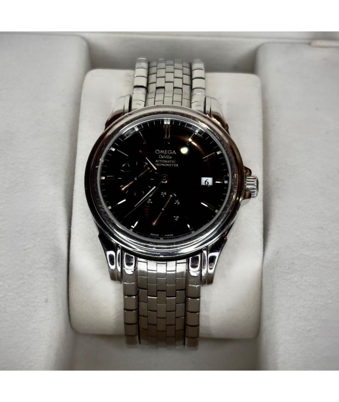 OMEGA Черные часы, фото 6
