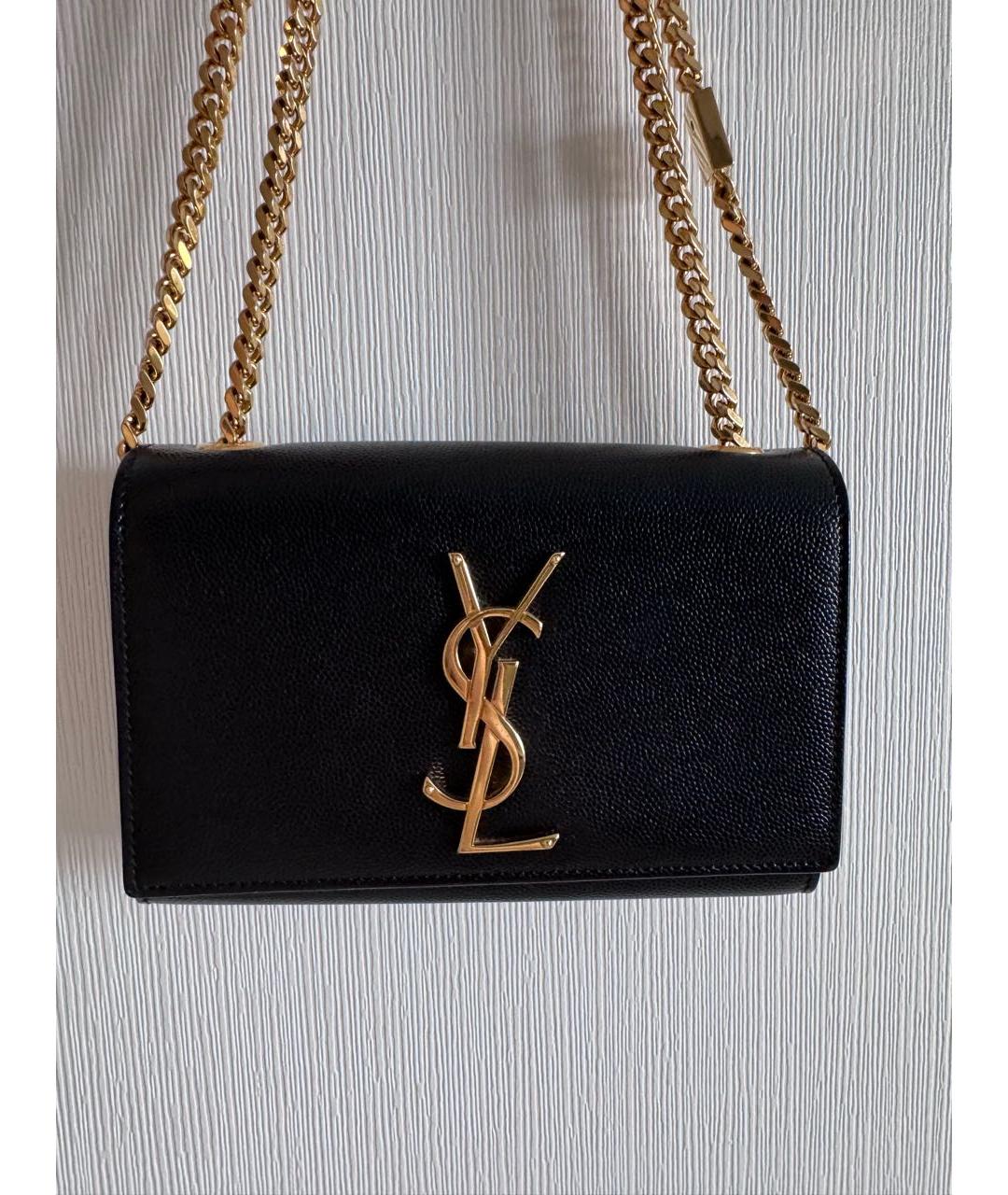 SAINT LAURENT Черная кожаная сумка через плечо, фото 9