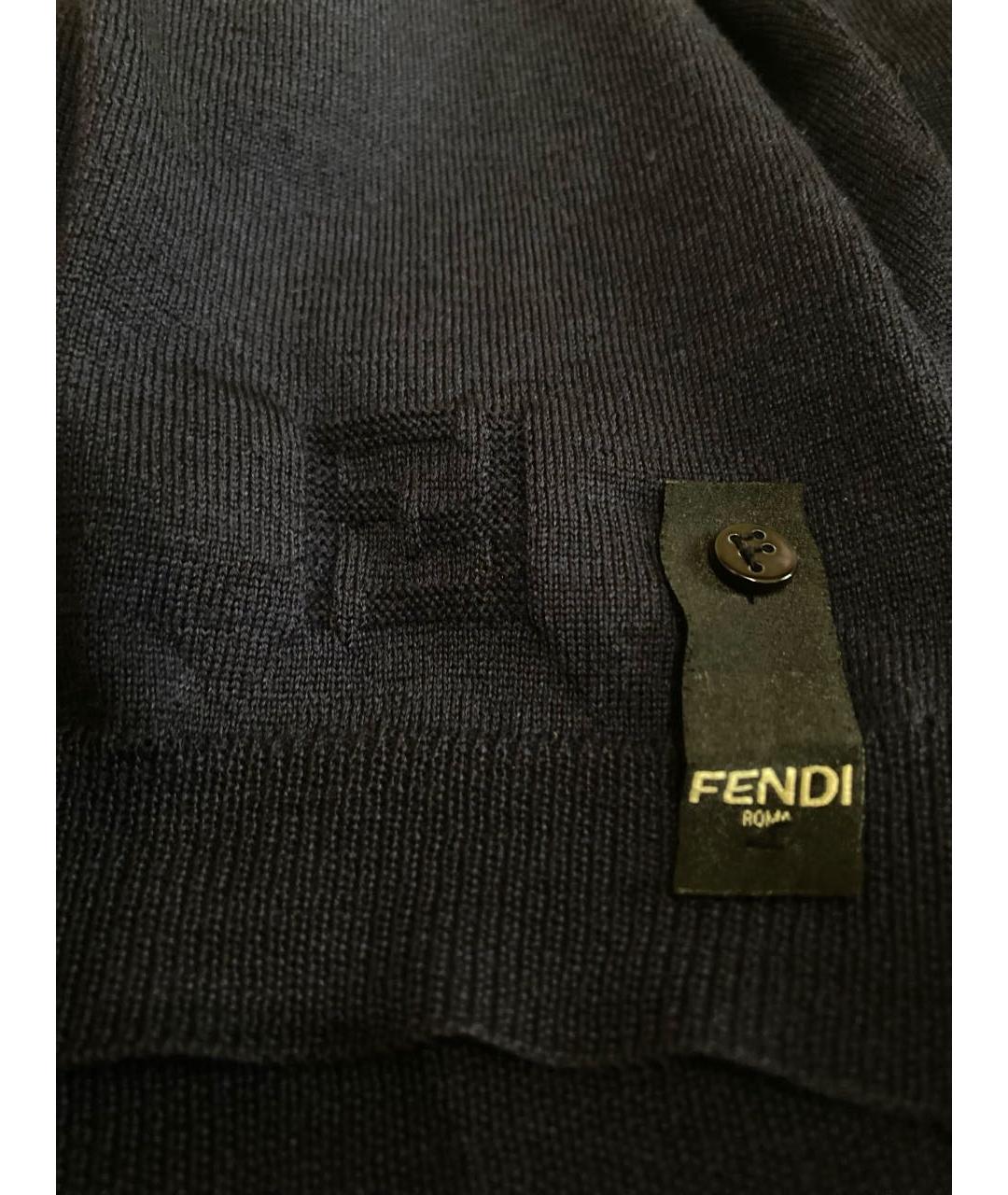FENDI Темно-синий шерстяной джемпер / свитер, фото 3