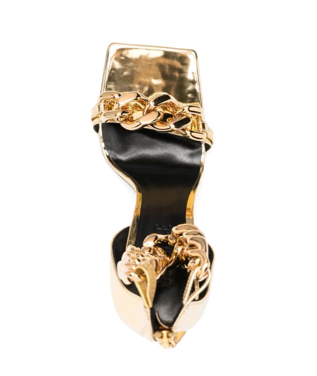 VERSACE Золотые босоножки из лакированной кожи, фото 4