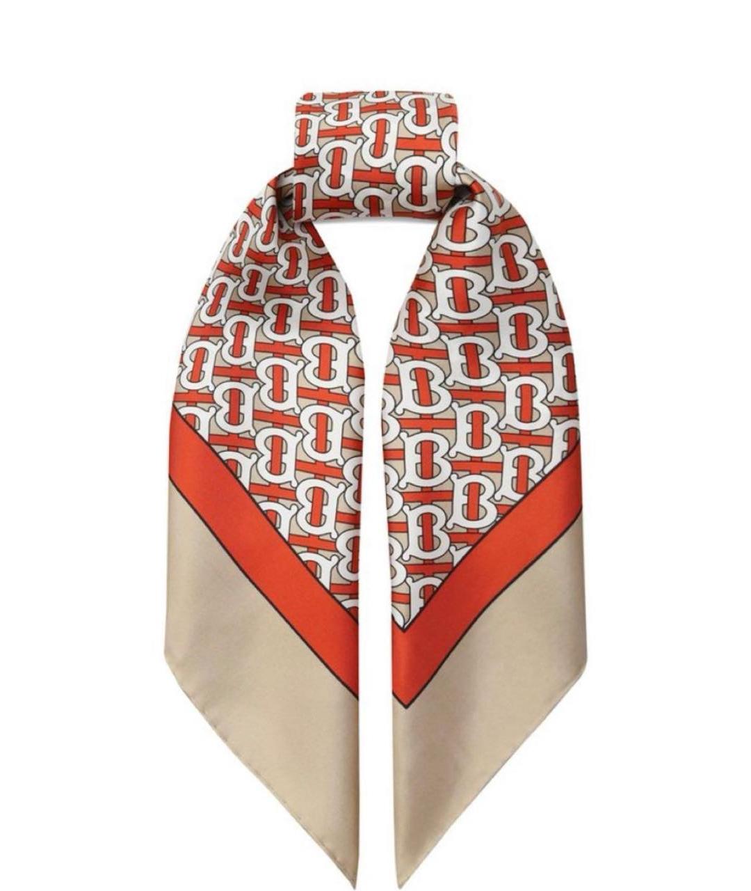BURBERRY Бежевый шелковый платок, фото 4