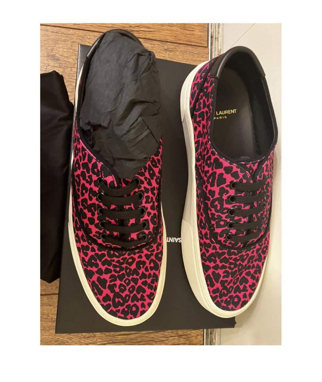 SAINT LAURENT Фуксия текстильные кеды, фото 4