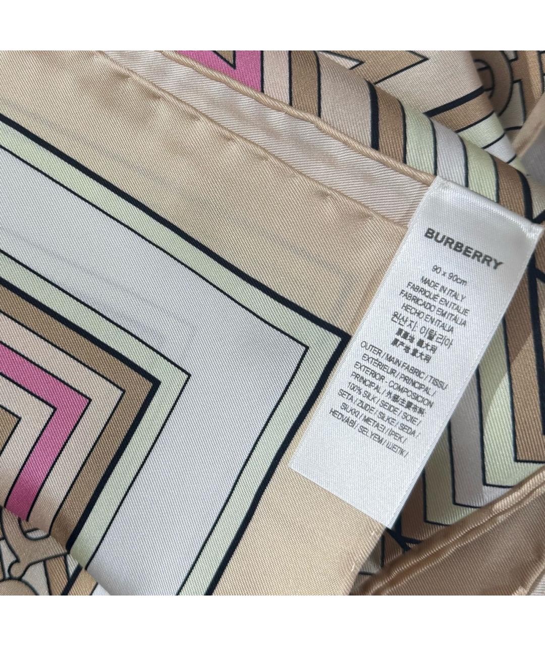 BURBERRY Бежевый шелковый платок, фото 2