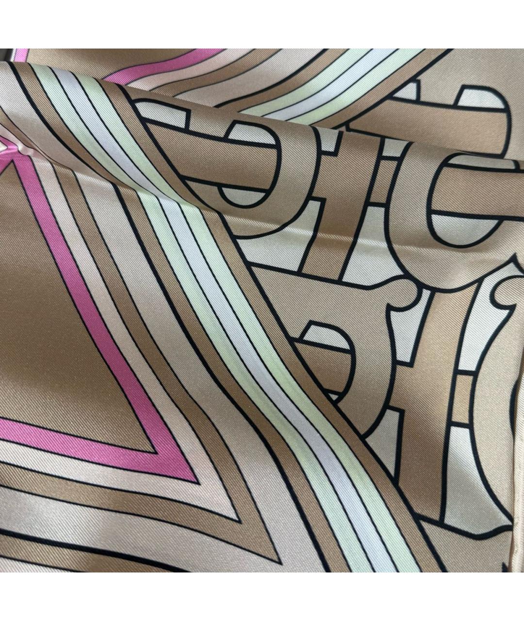 BURBERRY Бежевый шелковый платок, фото 3