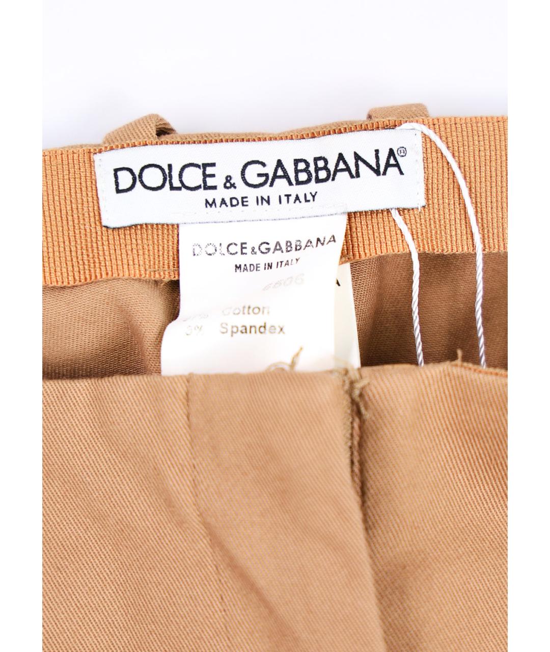 DOLCE&GABBANA Коричневые хлопко-эластановые прямые брюки, фото 3