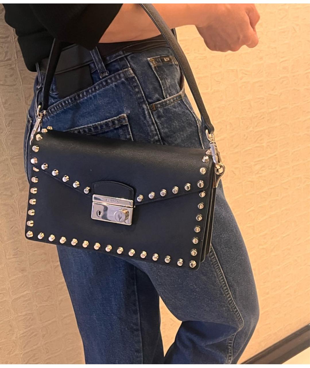 PRADA Черная кожаная сумка через плечо, фото 7