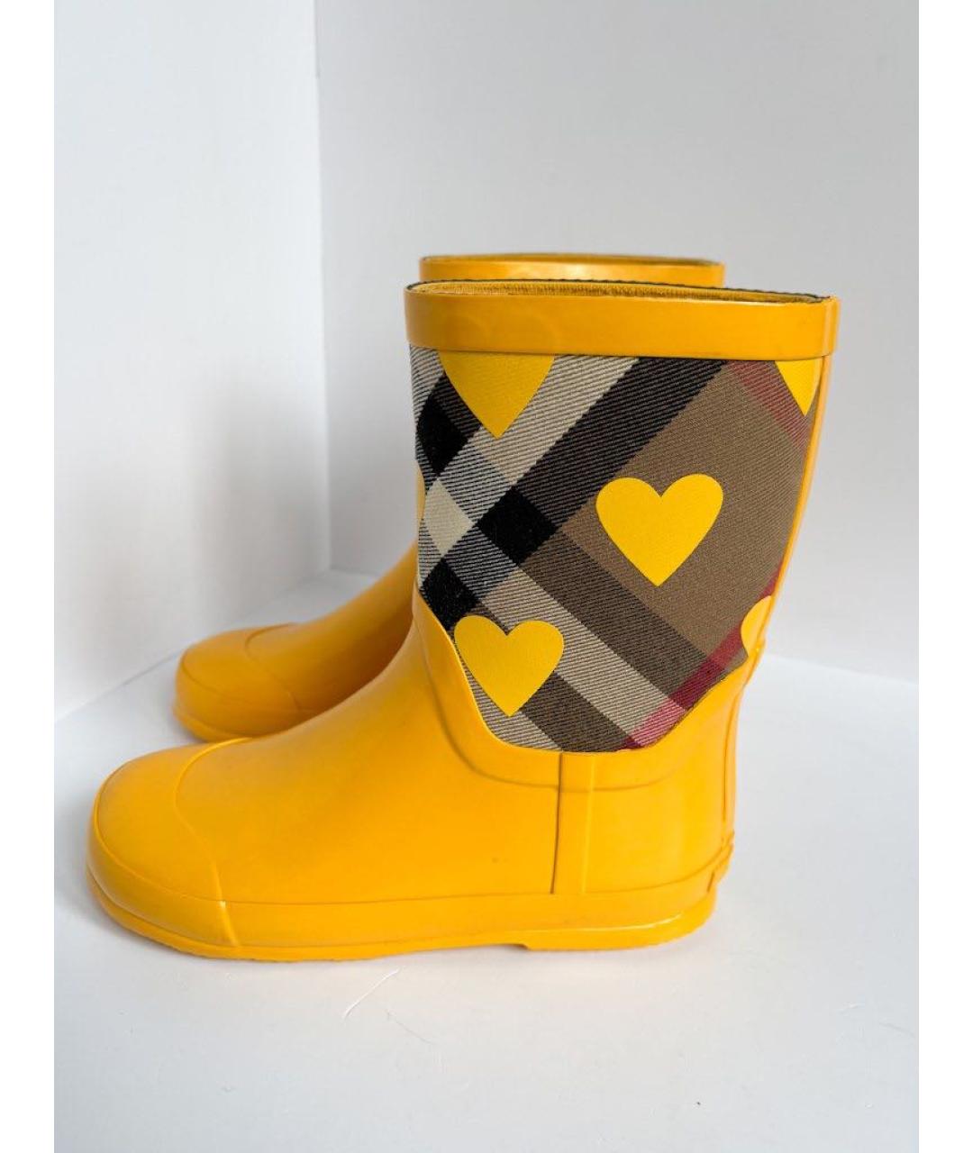 BURBERRY Желтые резиновые ботинки, фото 8