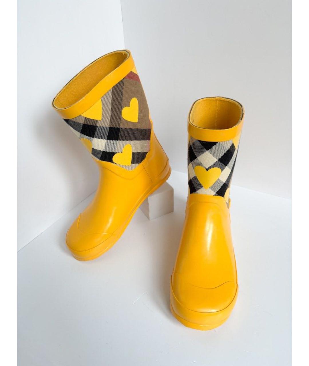 BURBERRY Желтые резиновые ботинки, фото 6