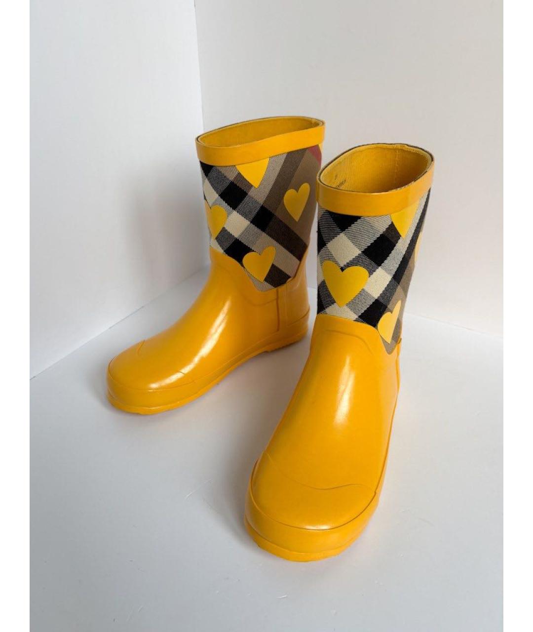 BURBERRY Желтые резиновые ботинки, фото 7