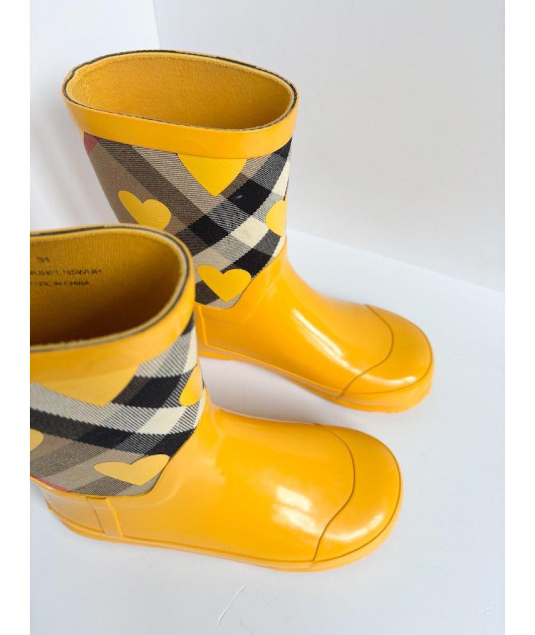 BURBERRY Желтые резиновые ботинки, фото 3