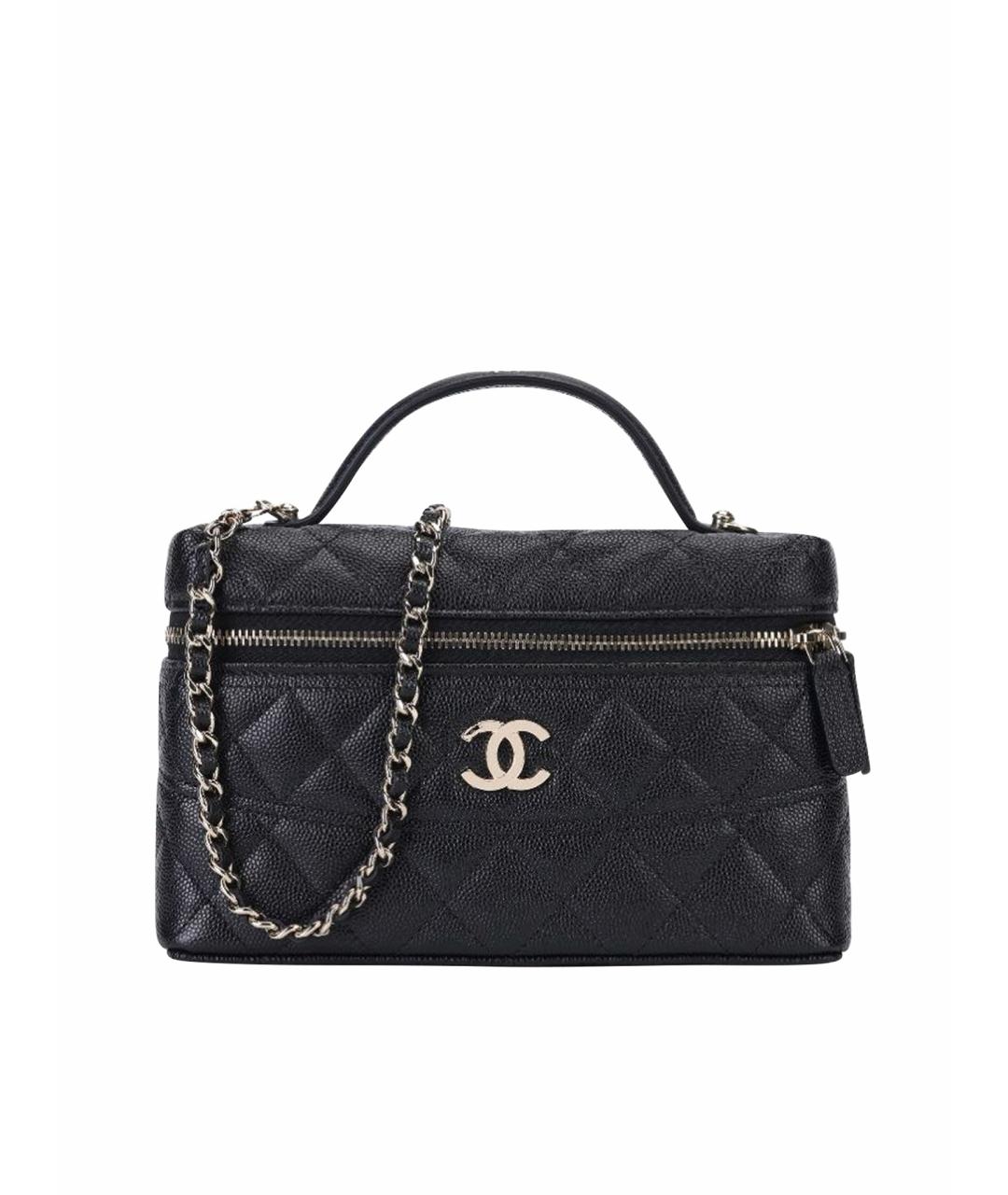 CHANEL Черная кожаная сумка с короткими ручками, фото 1