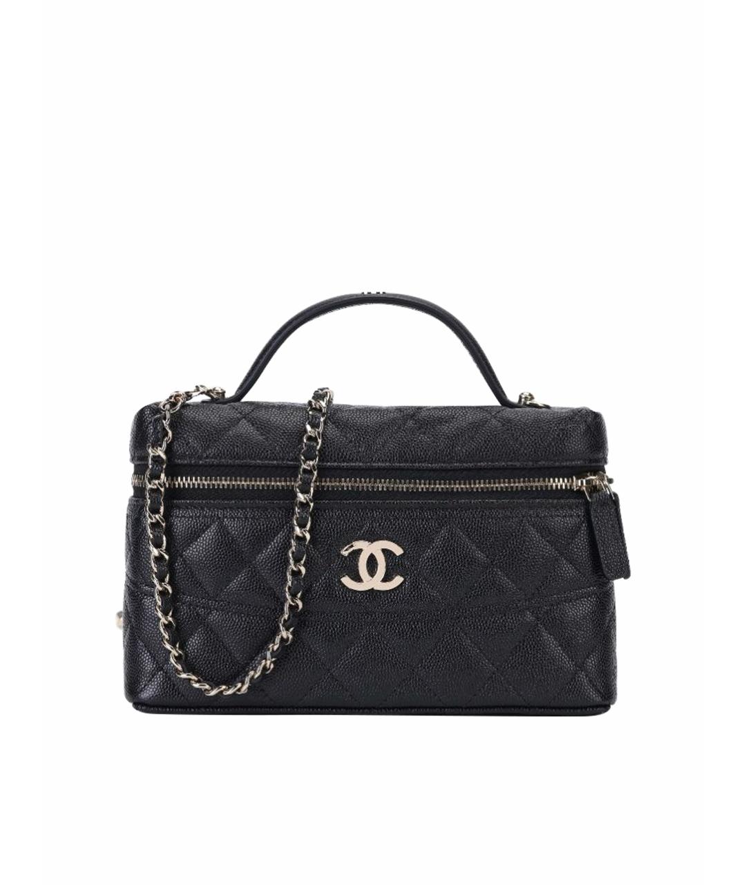 CHANEL Черная кожаная сумка с короткими ручками, фото 5