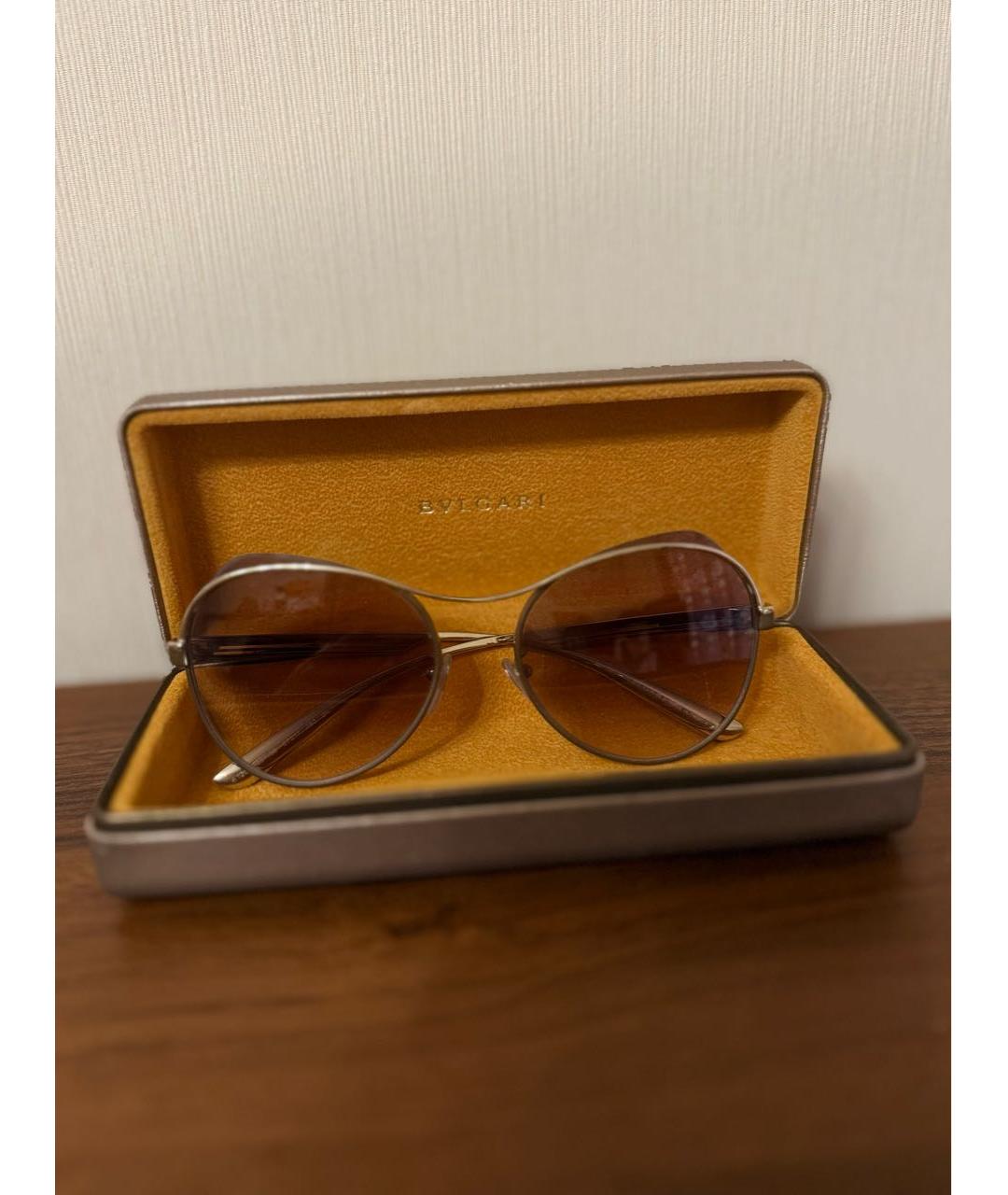 BVLGARI Золотые металлические солнцезащитные очки, фото 4