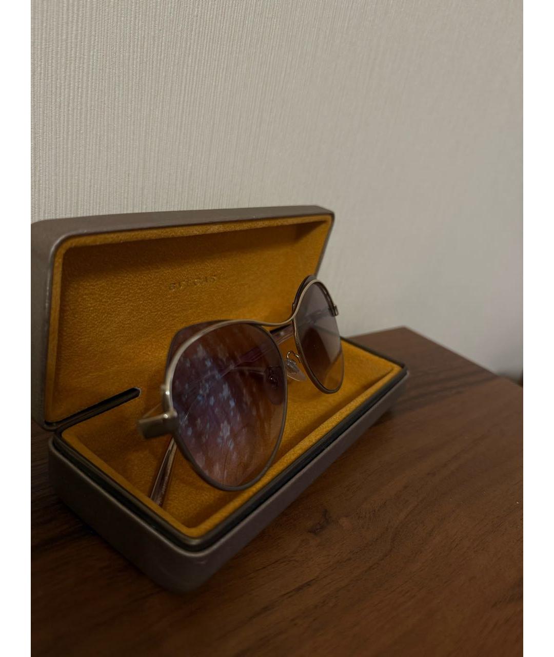 BVLGARI Золотые металлические солнцезащитные очки, фото 3