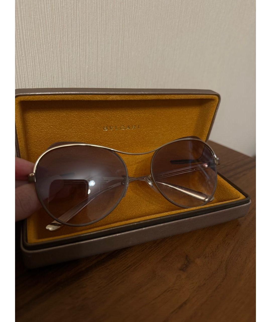 BVLGARI Золотые металлические солнцезащитные очки, фото 2