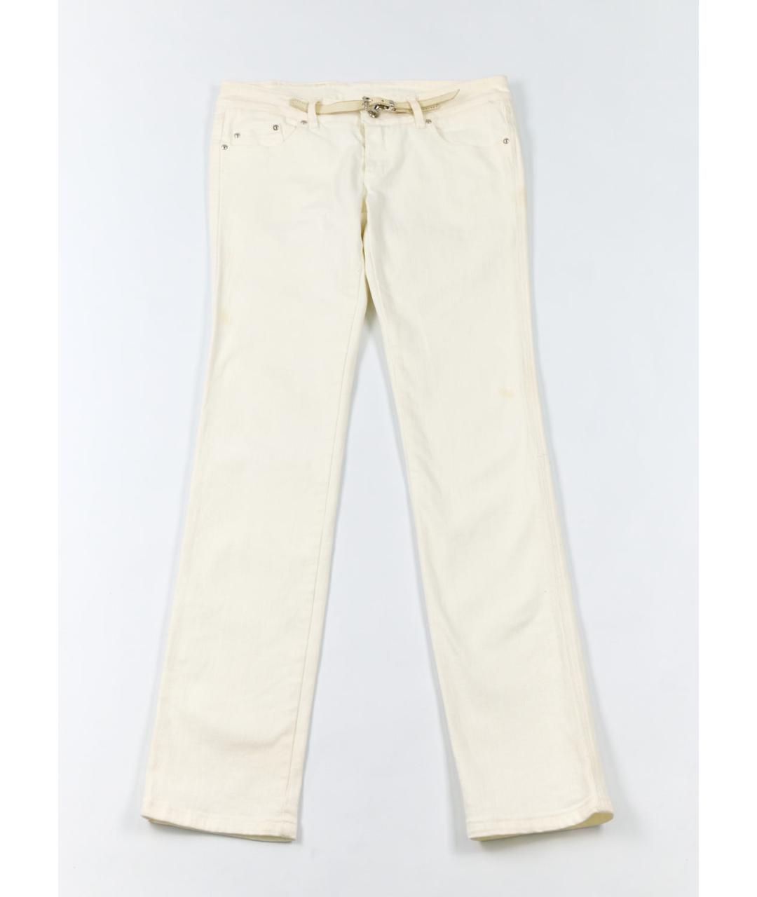 ERMANNO SCERVINO Белые хлопко-эластановые прямые брюки, фото 5