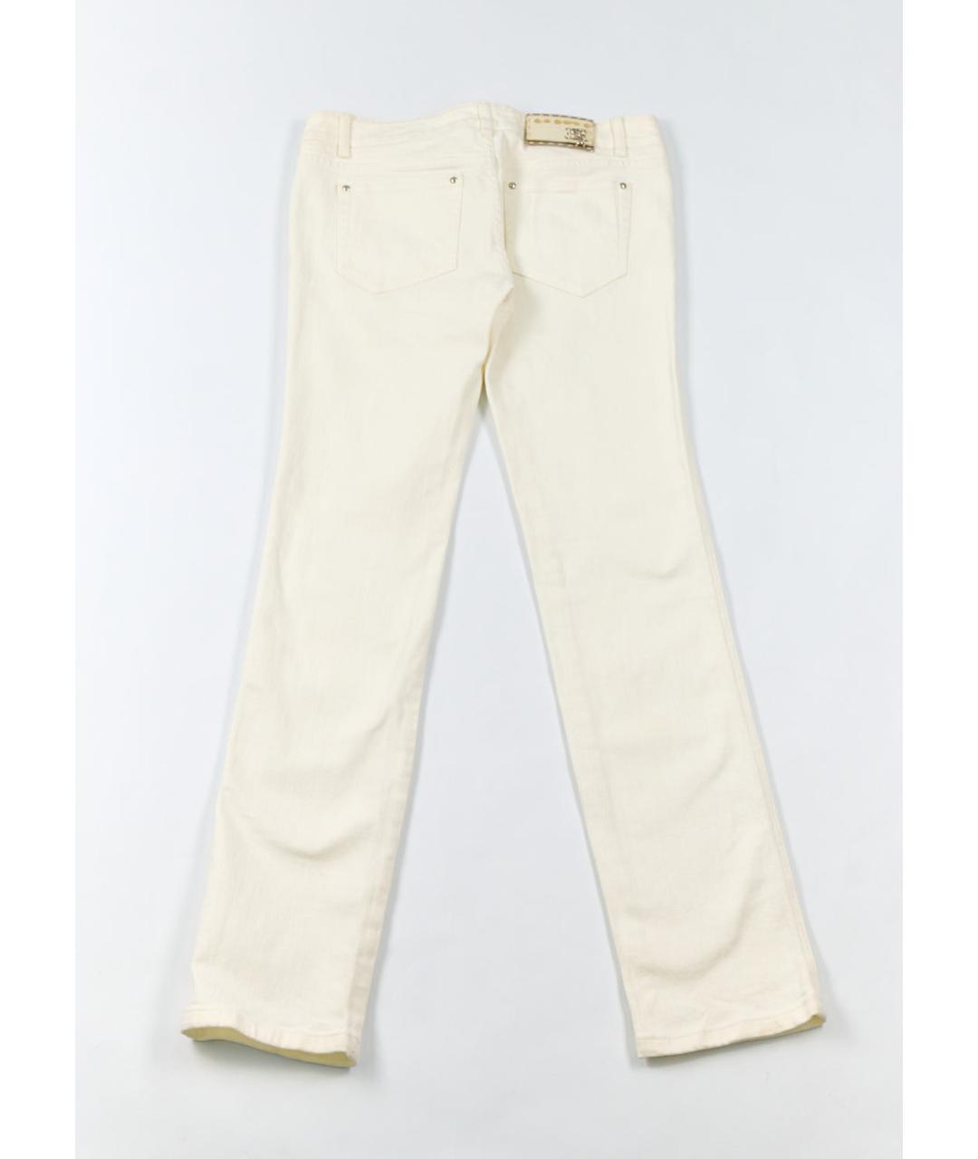 ERMANNO SCERVINO Белые хлопко-эластановые прямые брюки, фото 2
