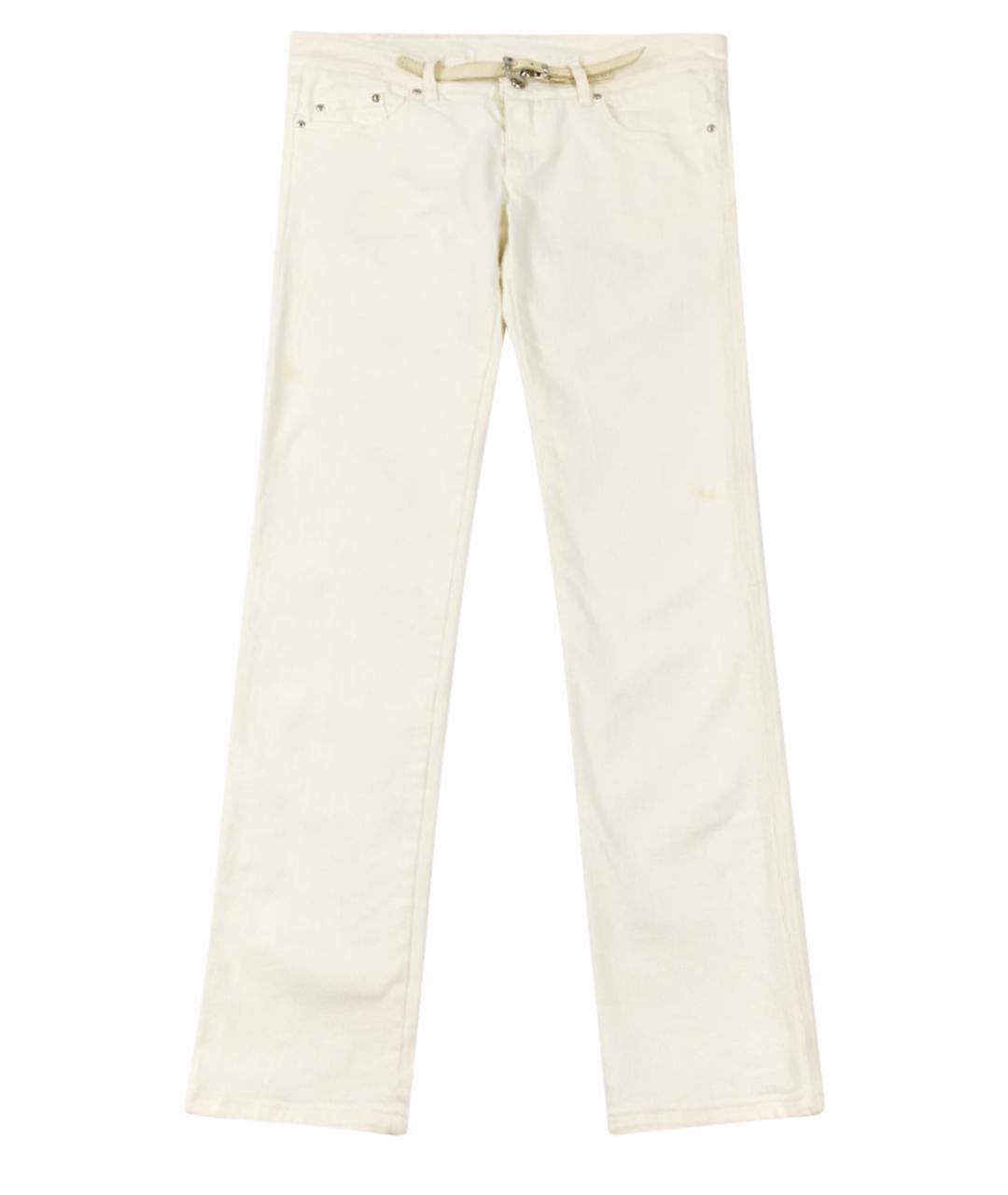 ERMANNO SCERVINO Белые хлопко-эластановые прямые брюки, фото 1