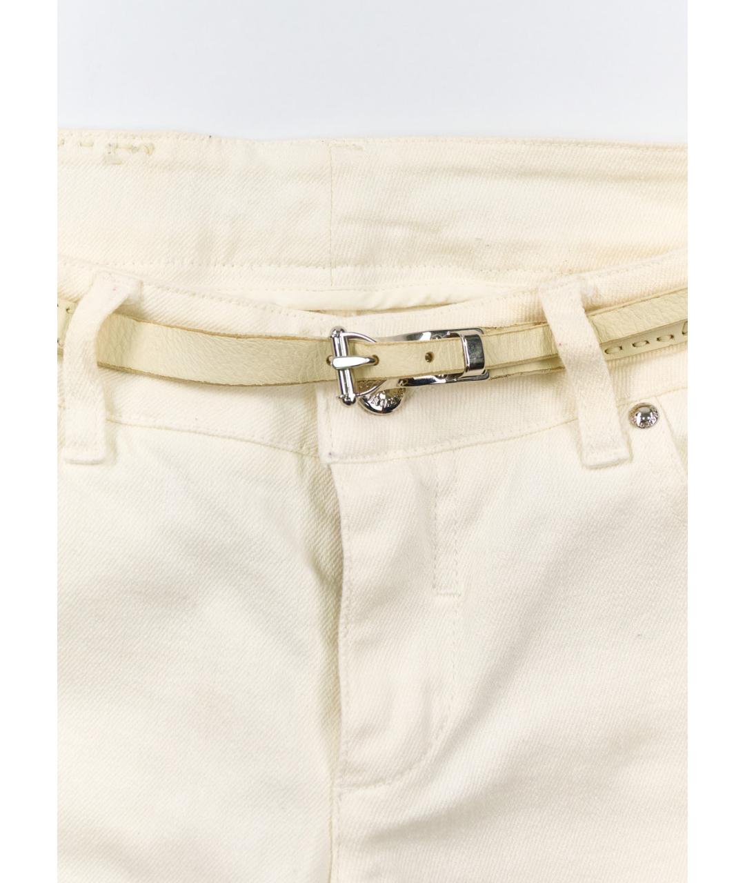 ERMANNO SCERVINO Белые хлопко-эластановые прямые брюки, фото 3